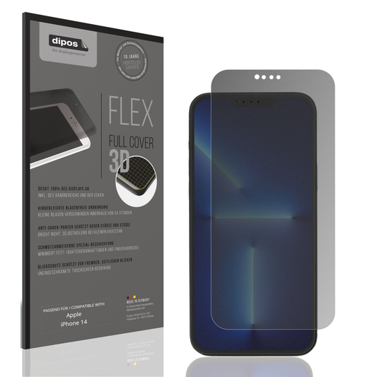 Blickschutzfolie von dipos passend für Apple iPhone 14, 100% Displayabdeckung und blasenfreie Montage
