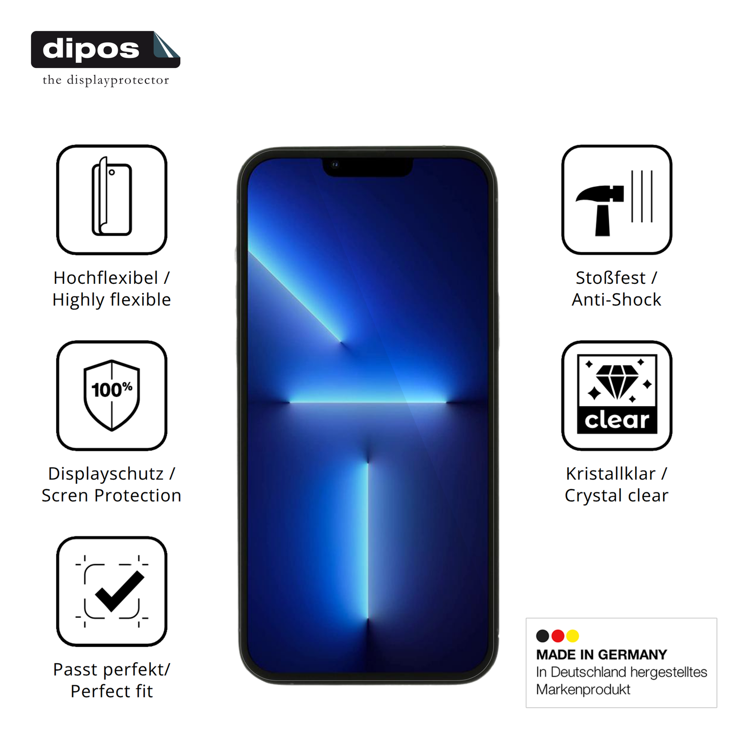 2x 3D Full Cover Schutzfolie für Apple iPhone 15