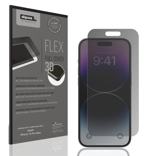 Blickschutzfolie von dipos passend für Apple iPhone 14 Pro Max, 100% Displayabdeckung und blasenfreie Montage