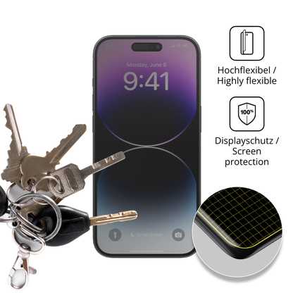 dipos Displayschutz für Apple iPhone 14 Pro, mit Blickschutzfilter und perfekter Passform auch für die Rundungen