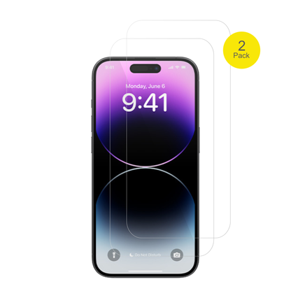 AppleiPhone 14 Pro Max mit aufgebrachter dipos Displayschutzfolie, glasklare Darstellung ohne Einschränkungen