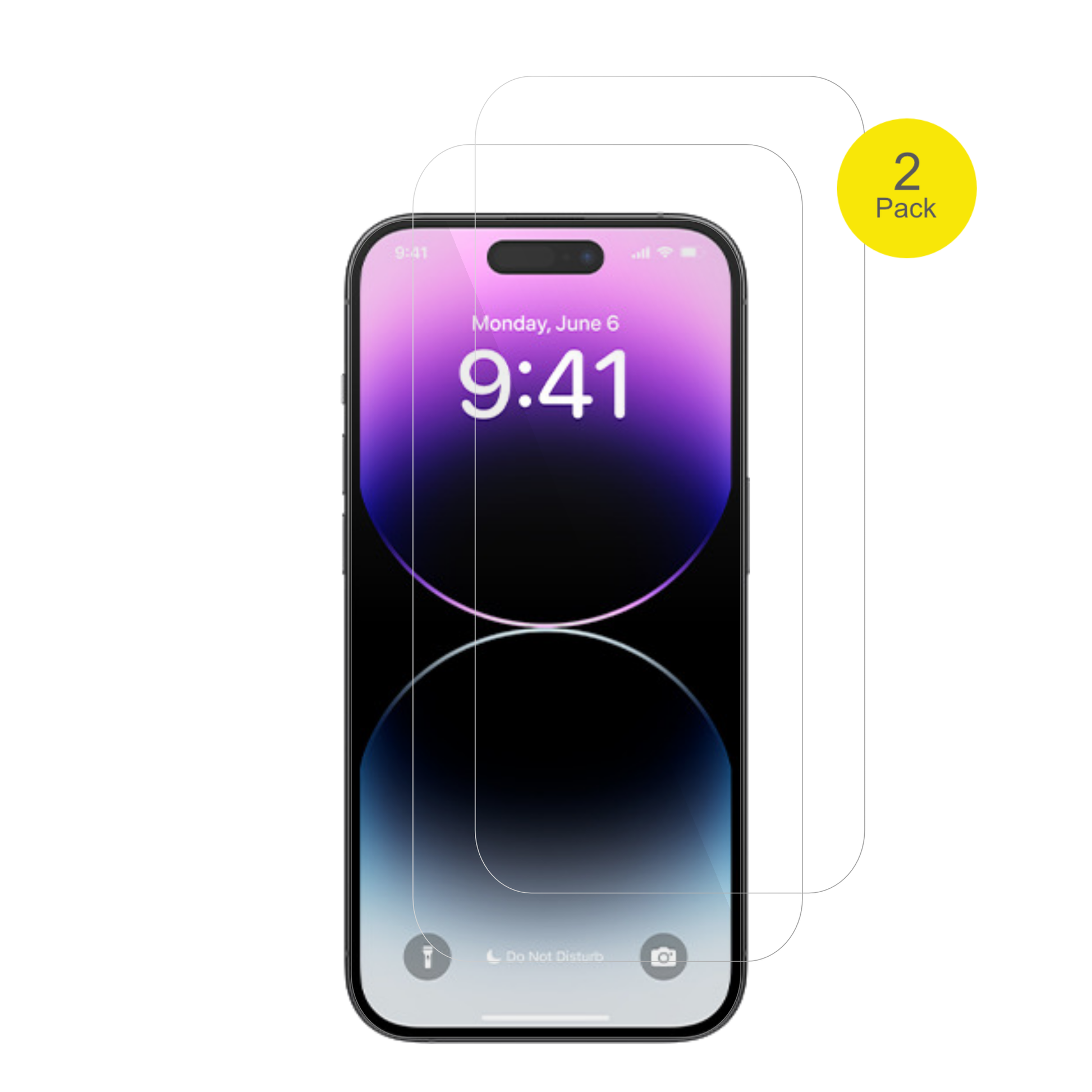 AppleiPhone 14 Pro mit aufgebrachter dipos Displayschutzfolie, glasklare Darstellung ohne Einschränkungen