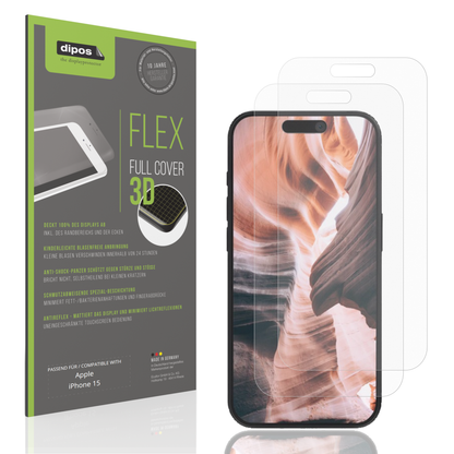 Matte Displayschutzfolie von dipos passend für Apple iPhone 15, 100% Displayabdeckung und blasenfreie Montage