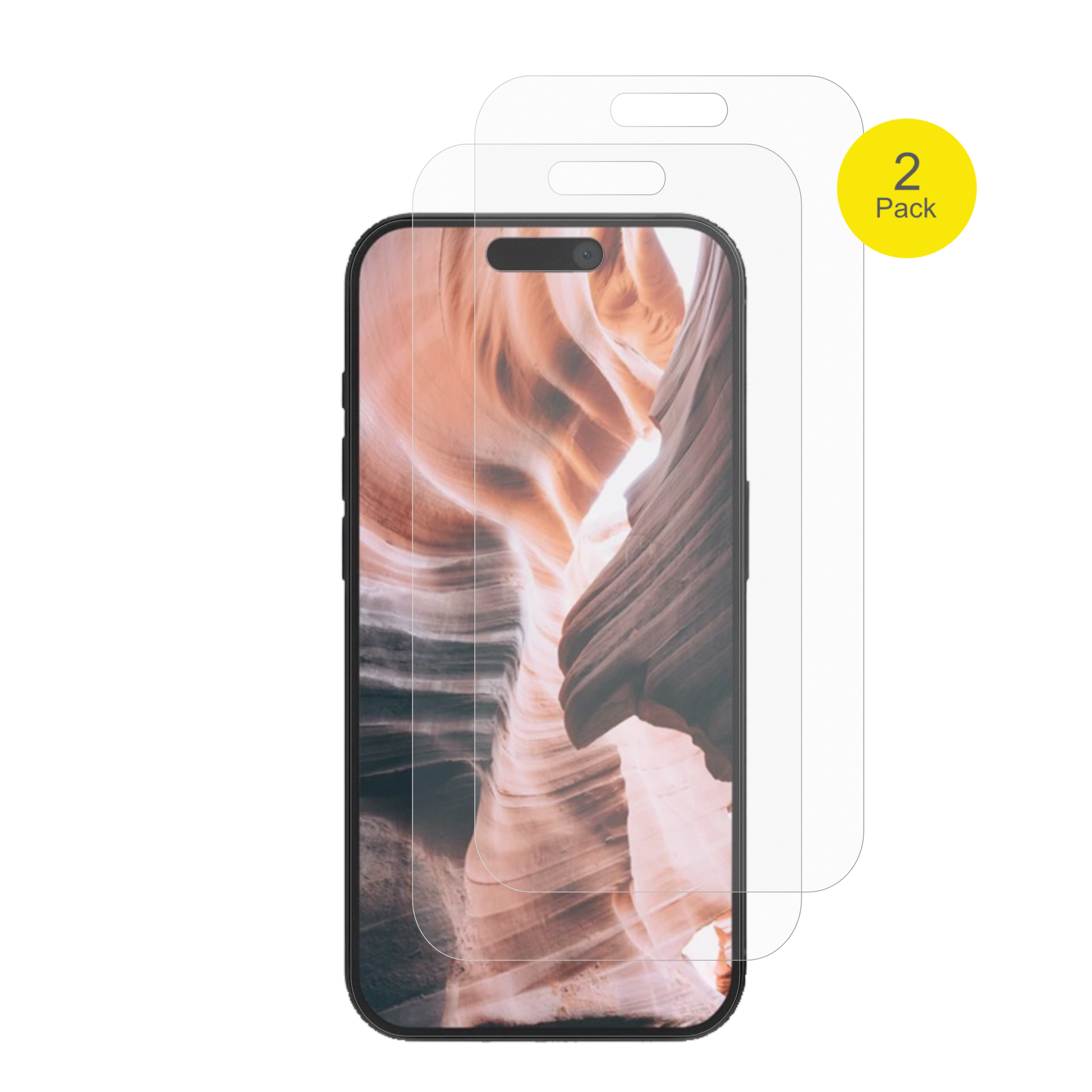 AppleiPhone 15 mit aufgebrachter dipos Flex Schutzfolie, glasklare Darstellung ohne Einschränkungen