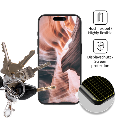 dipos Displayschutz für Apple iPhone 15, transparente Oberfläche, perfekte Passform auch für die Rundungen