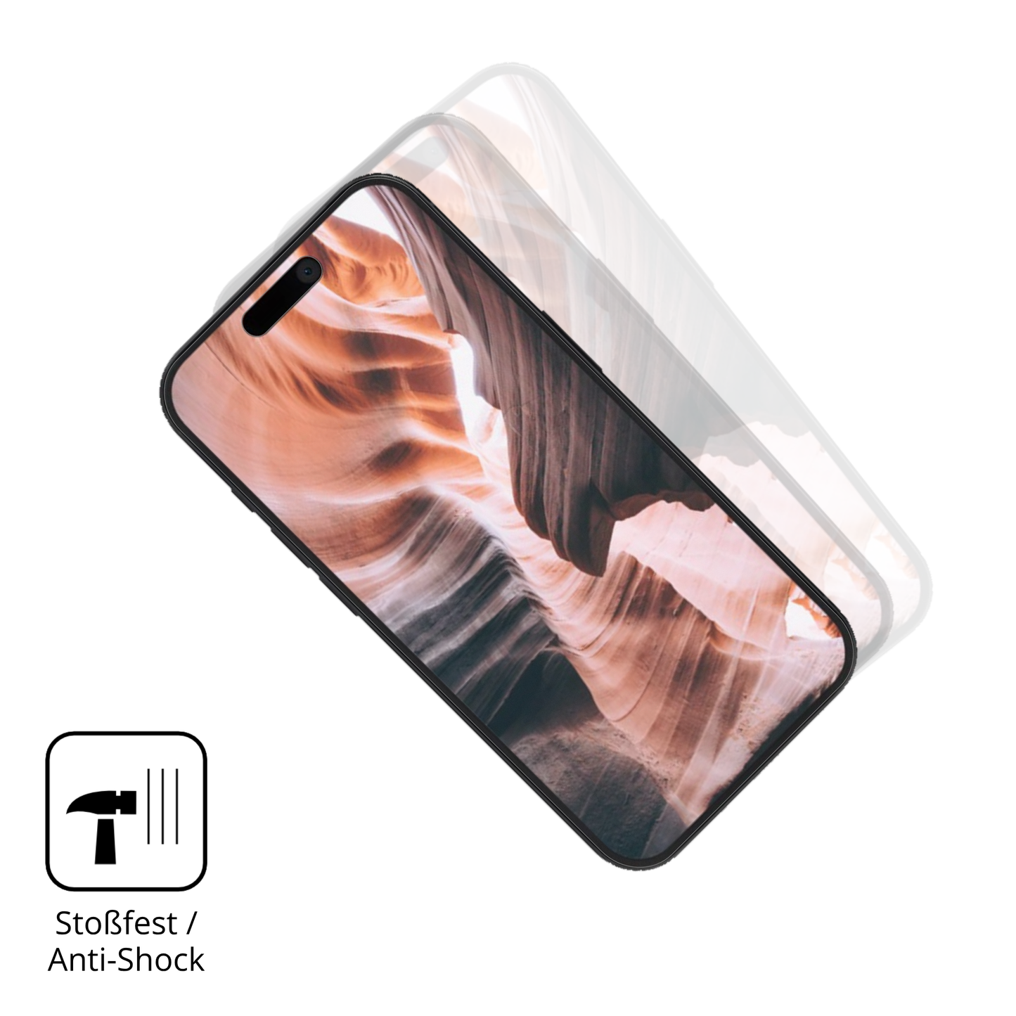 Schutz gegen Kratzer auf dem Apple iPhone 15 Pro Glas durch Schlüssel, Stöße gegen die Tischkante oder Stürze