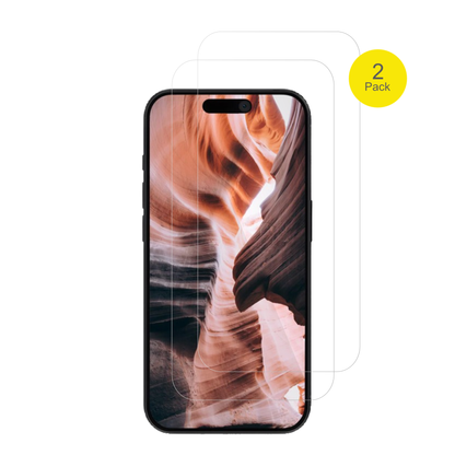 AppleiPhone 15 Pro mit aufgebrachter dipos Displayschutzfolie, glasklare Darstellung ohne Einschränkungen