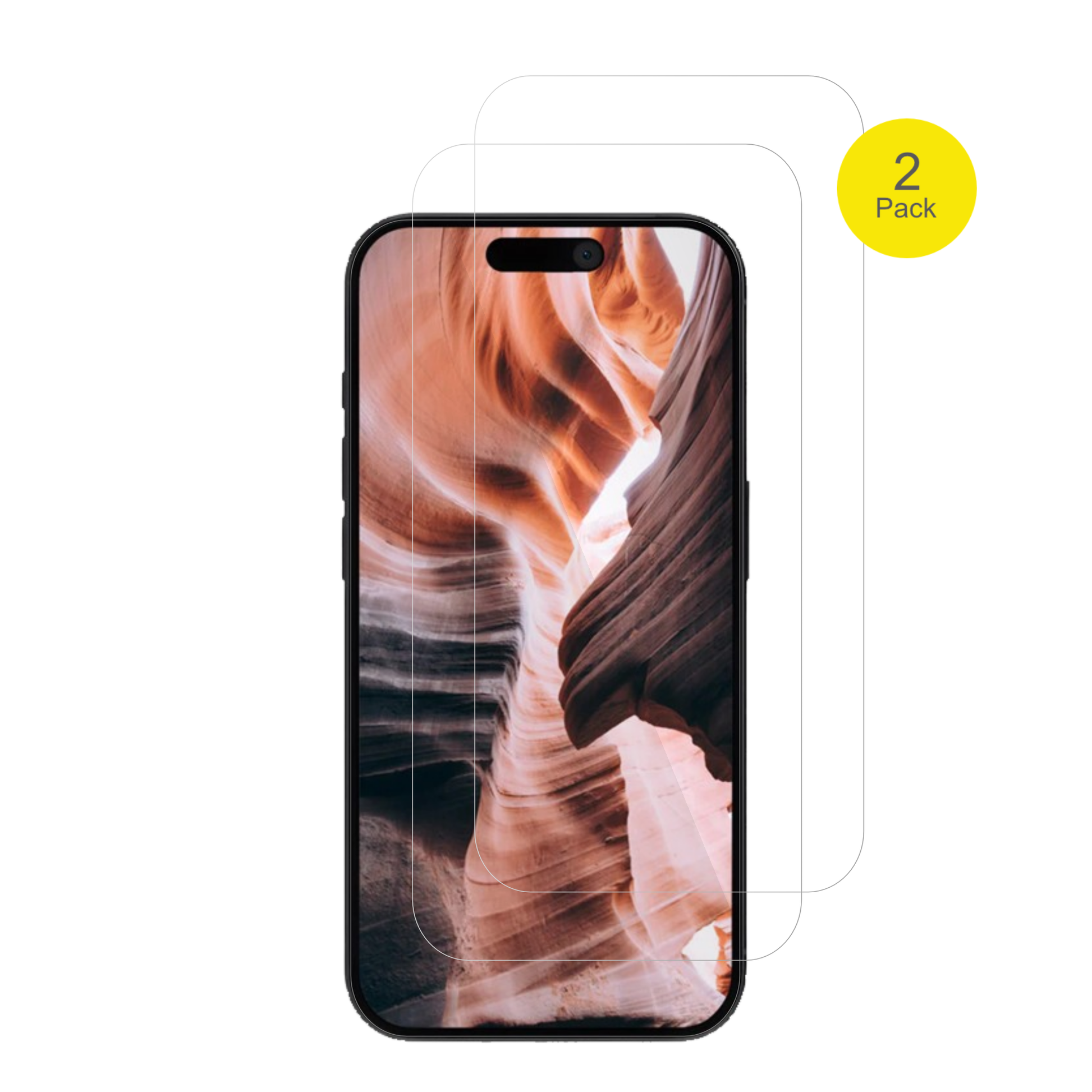 AppleiPhone 15 mit aufgebrachter dipos Displayschutzfolie, glasklare Darstellung ohne Einschränkungen