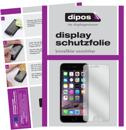 Klare Displayschutzfolie von dipos passend für Apple iPhone 6 / 6S / 7, präziser Zuschnitt und blasenfrei montiert