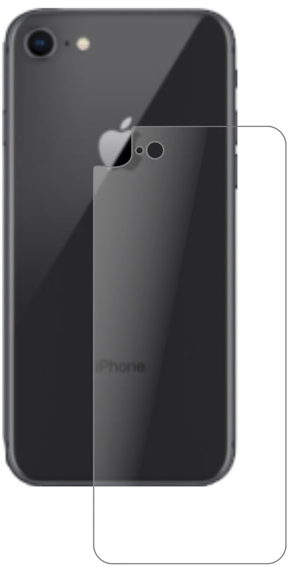 AppleiPhone SE 2 Rückseite mit aufgebrachter dipos Panzerfolie, die lästige Fingerabdrücke minimiert