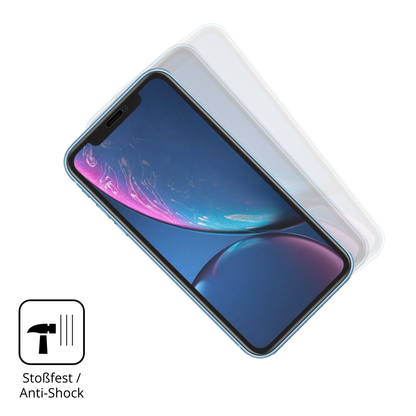 Schutz gegen Kratzer auf dem Apple iPhone XR Glas durch Schlüssel, Stöße gegen die Tischkante oder Stürze