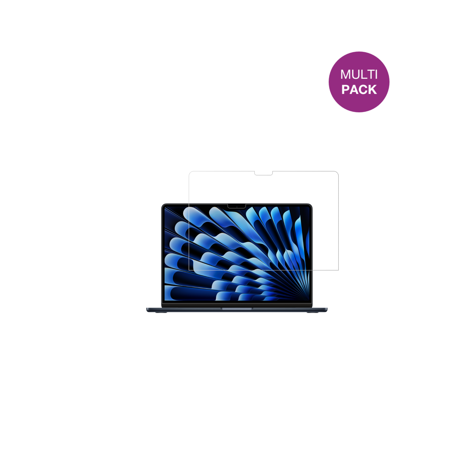 AppleMacBook Air M3 13.6 Zoll 2024 mit aufgebrachter dipos Displayschutzfolie, glasklare Darstellung ohne Einschränkungen