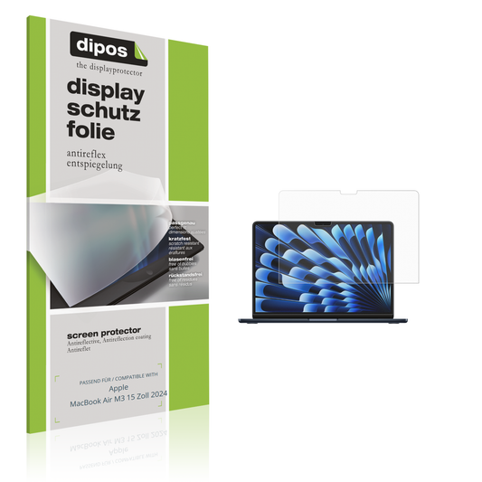 Matte Displayschutzfolie von dipos passend für Apple MacBook Air M3 15 Zoll 2024, präziser Zuschnitt und blasenfrei montiert