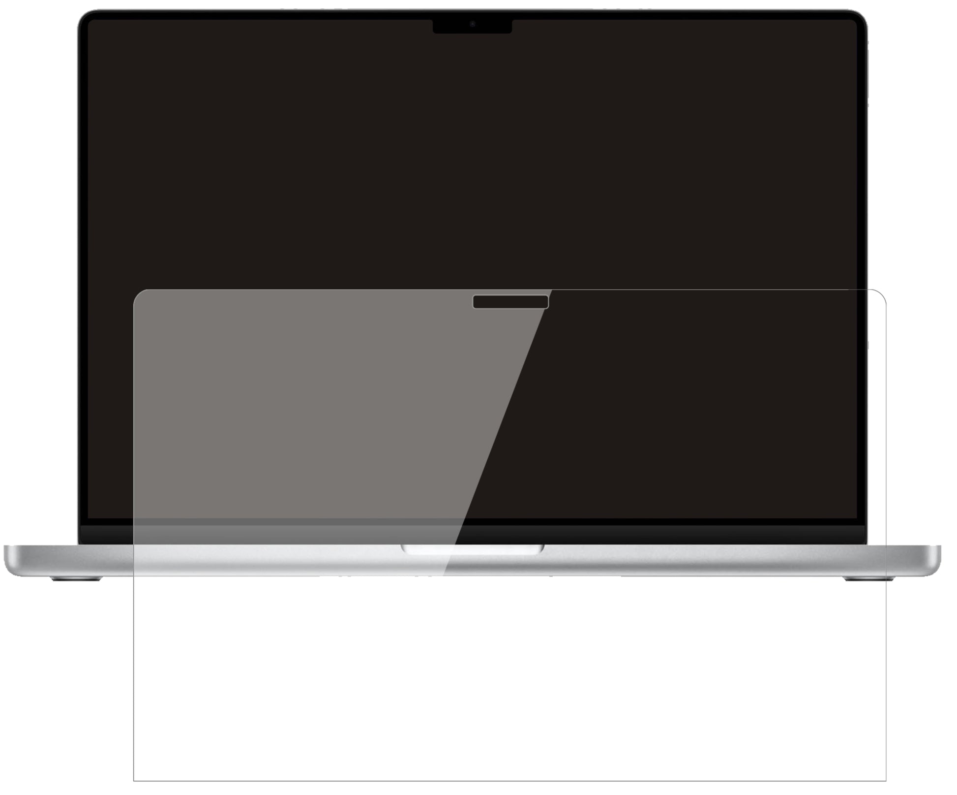 AppleMacBook Pro 16 Zoll (2021) mit aufgebrachter dipos Flex Schutzfolie, glasklare Darstellung ohne Einschränkungen