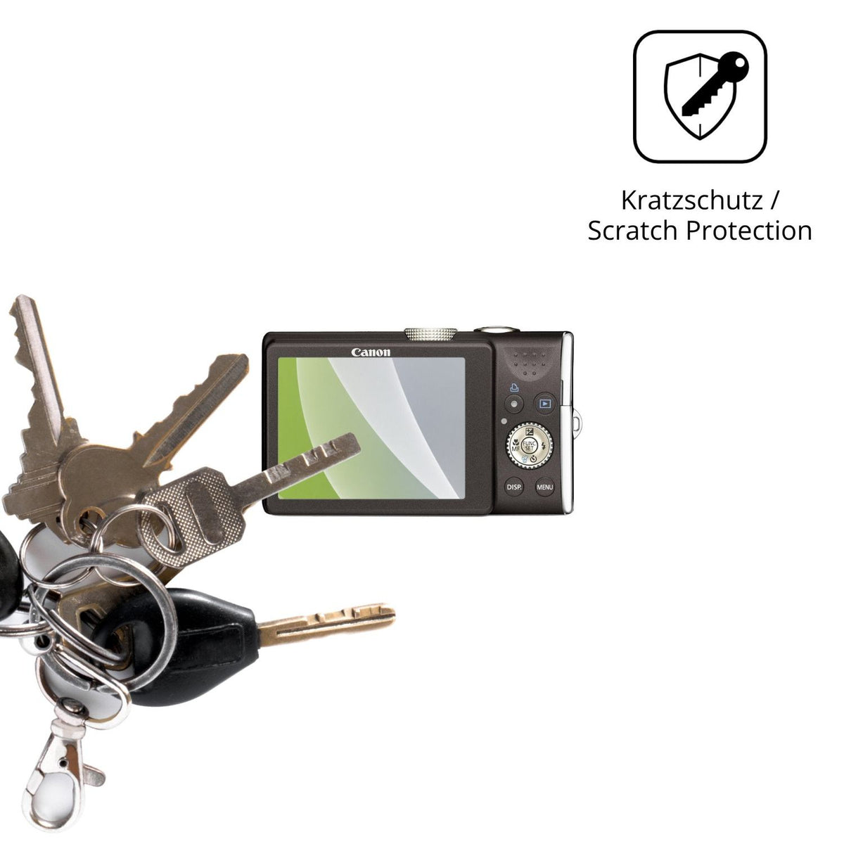 Schutz gegen Kratzer auf dem Canon PowerShot SX200 IS Glas durch Schlüssel oder Ähnliches