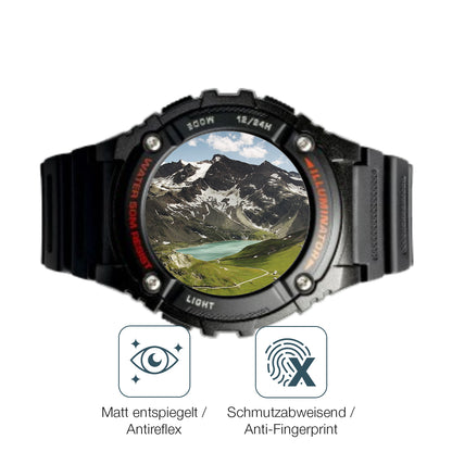 9H Hartbeschichtete, flexible Folie passend zugeschnitten für Casio W-2016H-1AV Rund