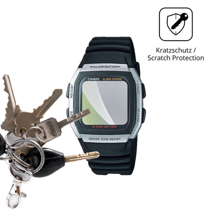 Schutz gegen Kratzer auf dem Casio W-96H-1AV Glas durch Schlüssel oder Ähnliches
