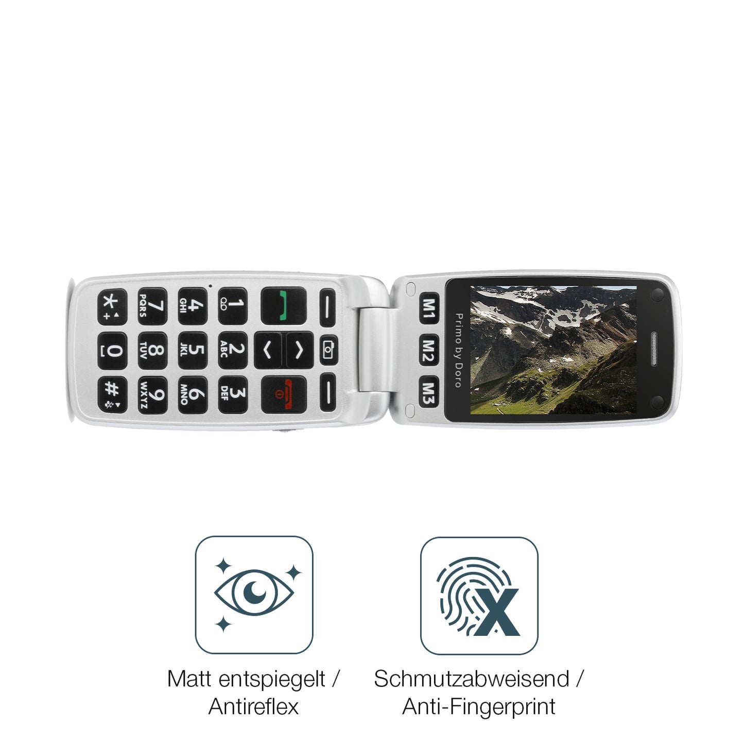 9H Hartbeschichtete, flexible Folie passend zugeschnitten für Doro Primo 413