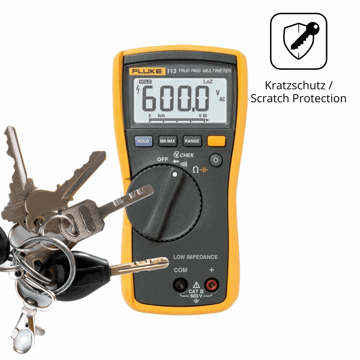 Schutz gegen Kratzer auf dem Fluke MultiMeter 113 Glas durch Schl�ssel oder �hnliches