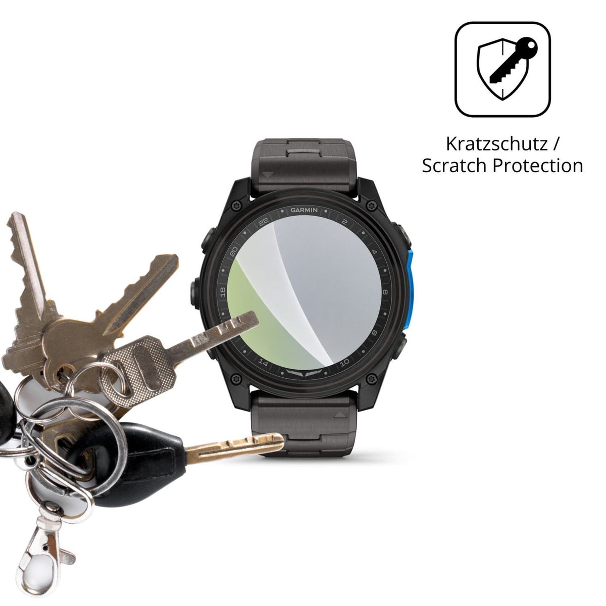 Schutz gegen Kratzer auf dem Garmin D2 Mach 2 51mm Glas durch Schlüssel oder Ähnliches