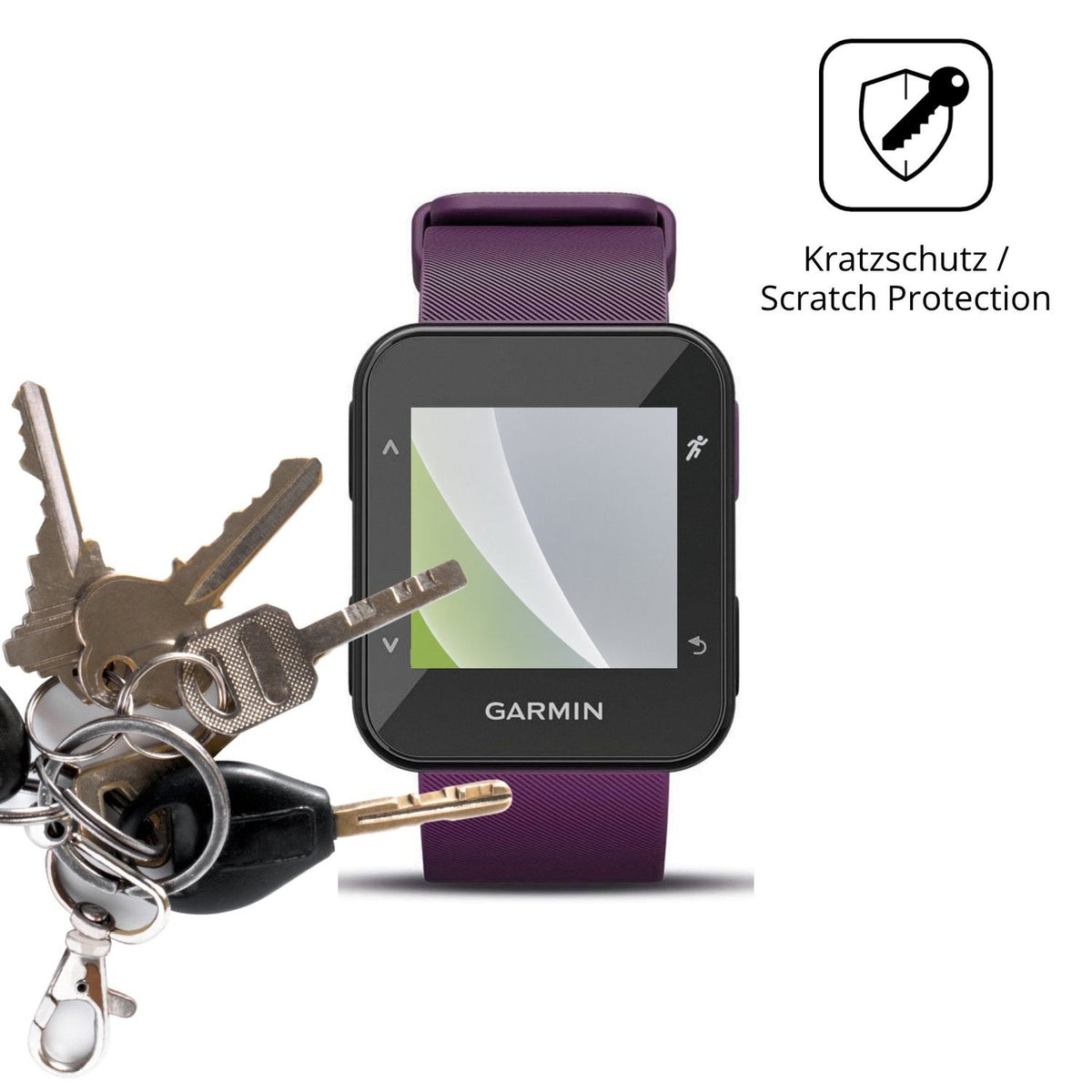 Schutz gegen Kratzer auf dem Garmin Forerunner 30 Glas durch Schlüssel oder Ähnliches