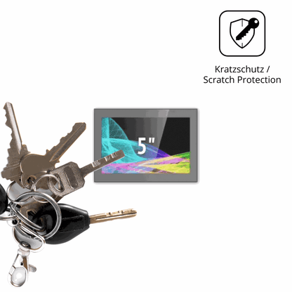 Schutz gegen Kratzer auf dem HMI Ultratronik Glass Touch Front 5 Zoll Glas durch Schlüssel oder Ähnliches