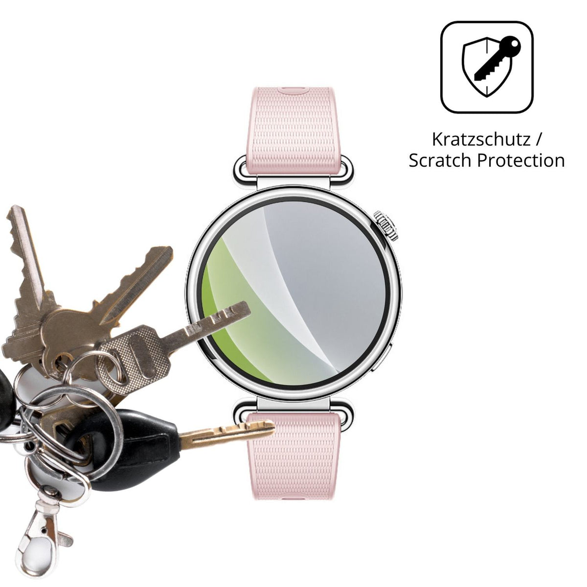 Schutz gegen Kratzer auf dem Huawei Watch GT 7 41 mm Glas durch Schlüssel oder Ähnliches