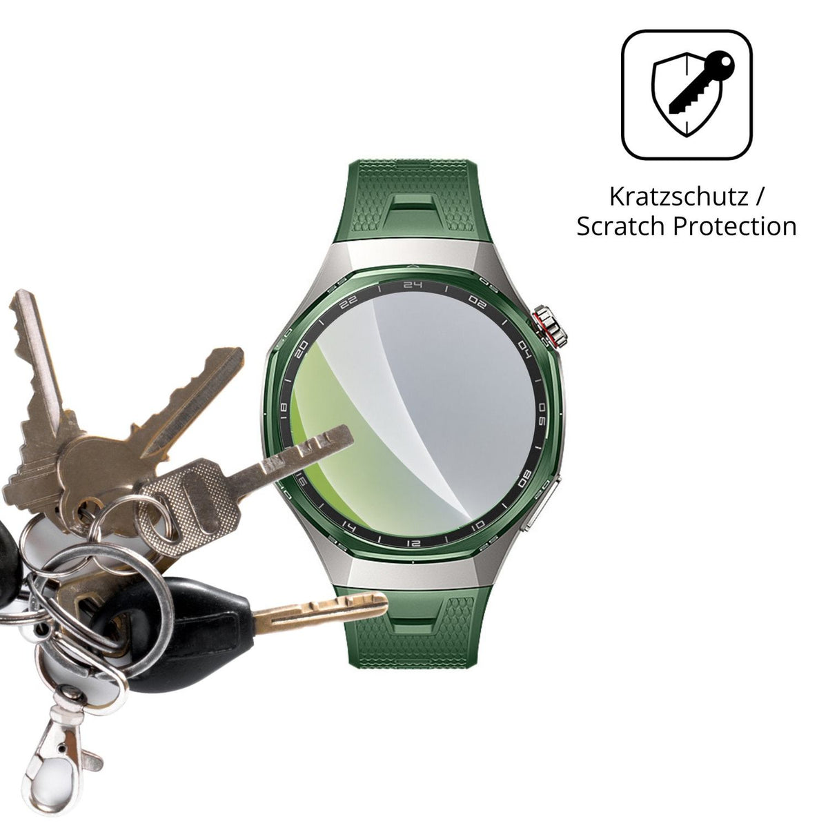 Schutz gegen Kratzer auf dem Huawei Watch GT 7 Pro Glas durch Schlüssel oder Ähnliches