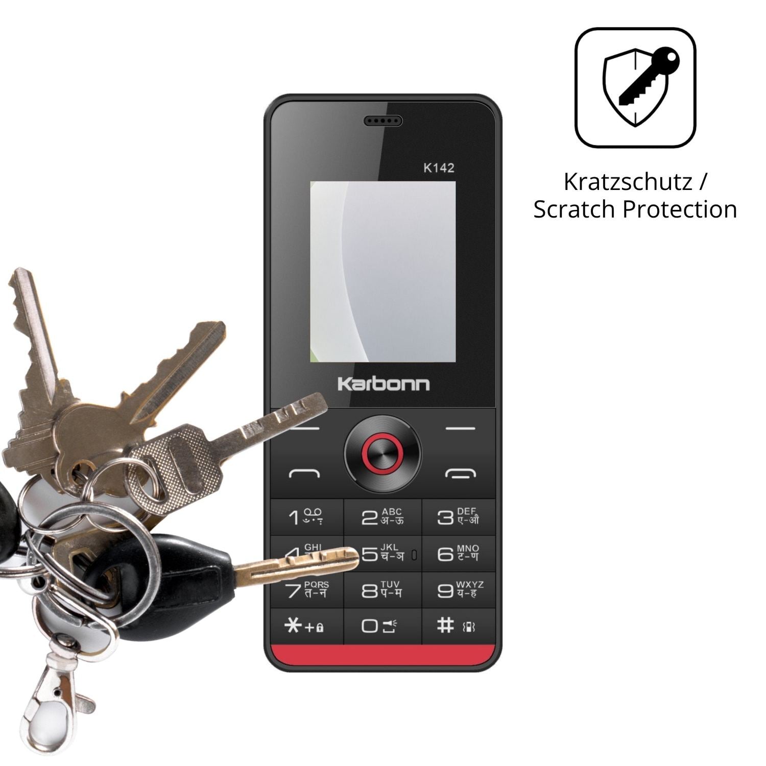 Schutz gegen Kratzer auf dem Karbonn K142 Glas durch Schlüssel oder Ähnliches