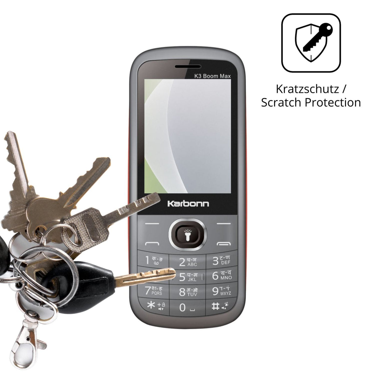Schutz gegen Kratzer auf dem Karbonn K3 Boom Max Glas durch Schlüssel oder Ähnliches
