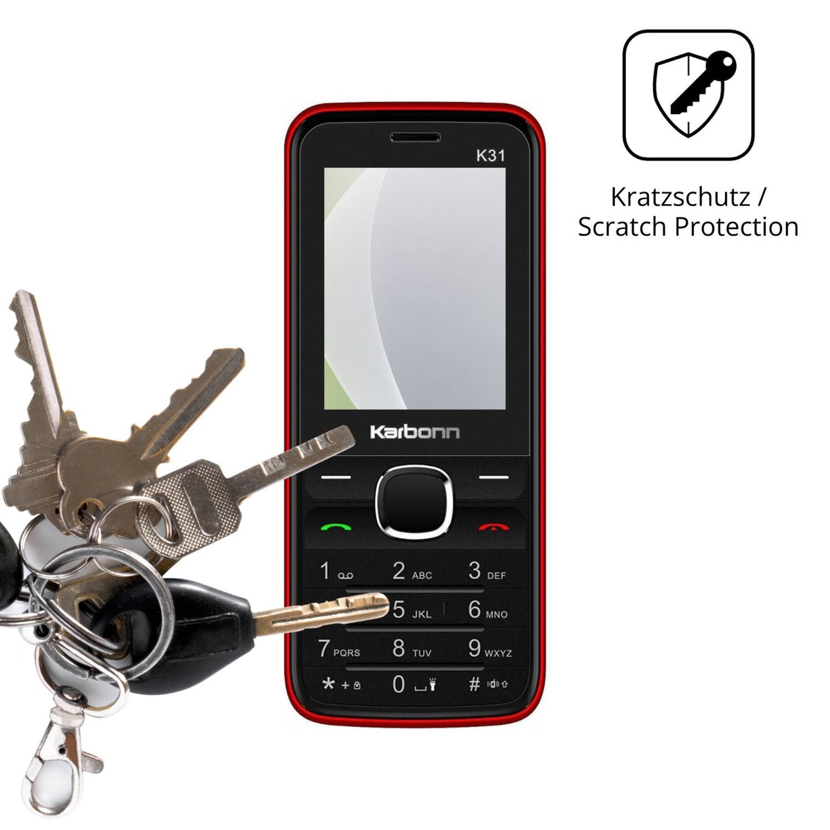 Schutz gegen Kratzer auf dem Karbonn K31 Glas durch Schlüssel oder Ähnliches