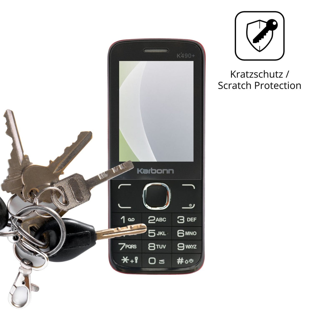 Schutz gegen Kratzer auf dem Karbonn K490 Plus Glas durch Schlüssel oder Ähnliches