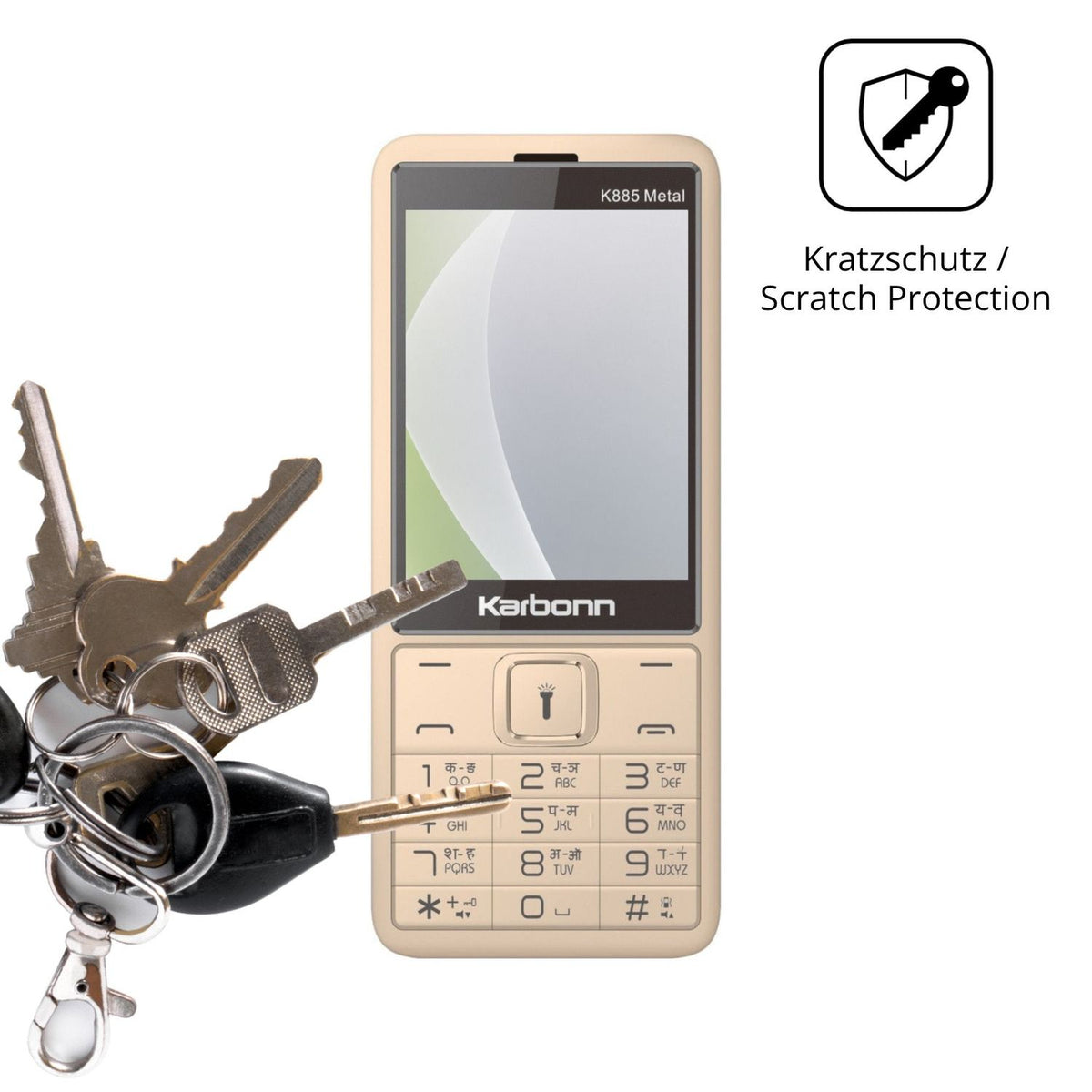 Schutz gegen Kratzer auf dem Karbonn K885 Metal Glas durch Schlüssel oder Ähnliches