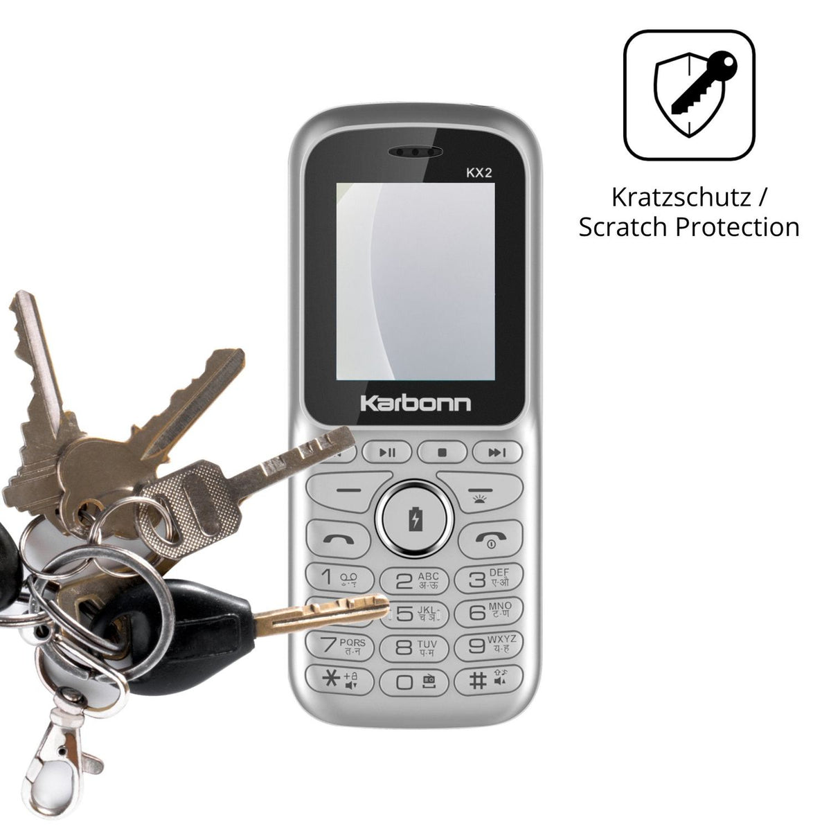 Schutz gegen Kratzer auf dem Karbonn KX2 Glas durch Schlüssel oder Ähnliches
