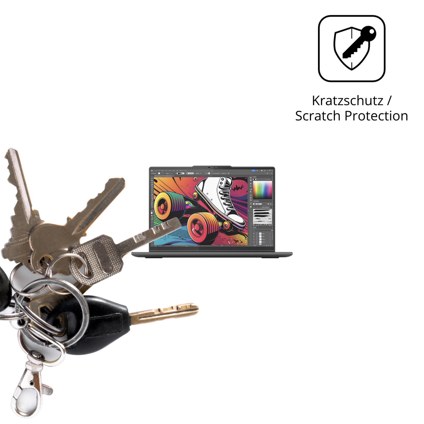 Schutz gegen Kratzer auf dem Lenovo Yoga 7 2-in-1 14IML9 Glas durch Schlüssel oder Ähnliches