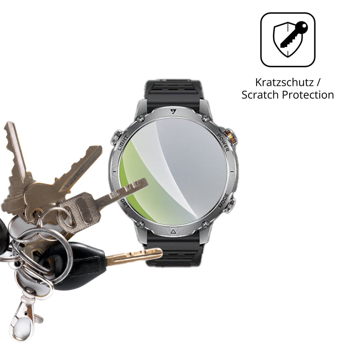 Schutz gegen Kratzer auf dem LIGE EF26 Glas durch Schlüssel oder Ähnliches