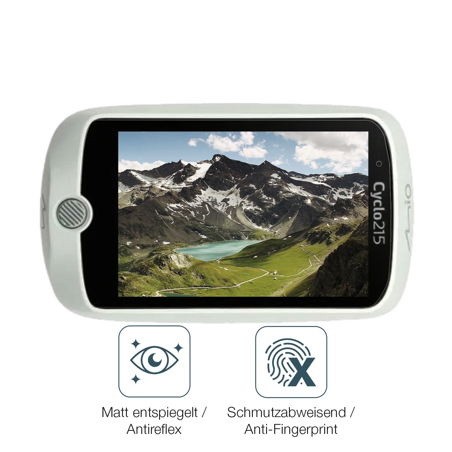 9H Hartbeschichtete, flexible Folie passend zugeschnitten für Mio Cyclo 215 HC