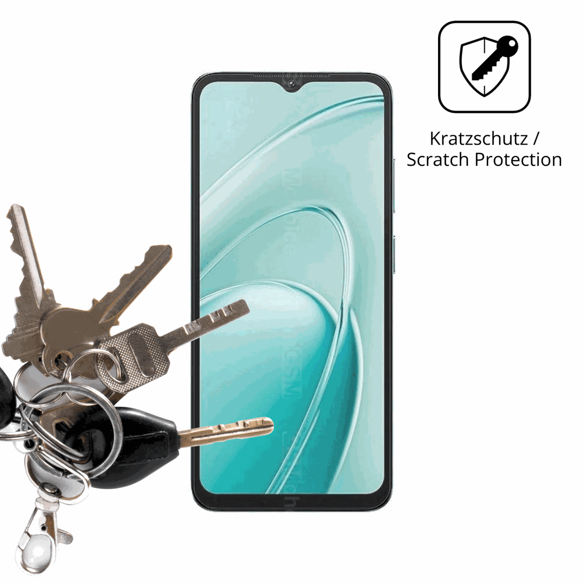 Schutz gegen Kratzer auf dem Oukitel C7 Glas durch Schl�ssel oder �hnliches