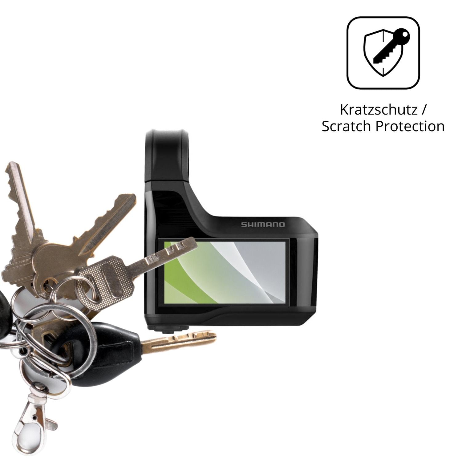 Schutz gegen Kratzer auf dem SHIMANO SC-EM800 Glas durch Schlüssel oder Ähnliches