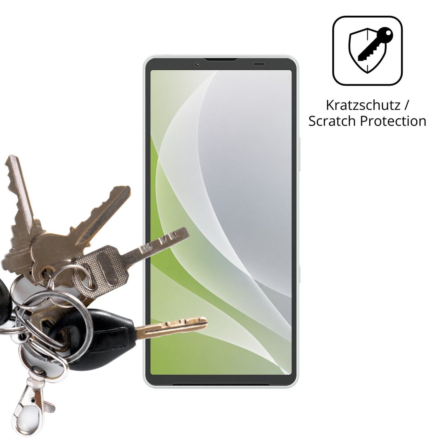 Schutz gegen Kratzer auf dem Sony Xperia 10 VIII Glas durch Schlüssel oder Ähnliches