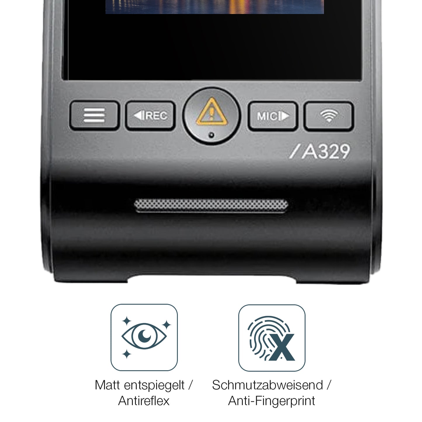 9H Hartbeschichtete, flexible Folie passend zugeschnitten für VIOFO A329 2CH Dashcam