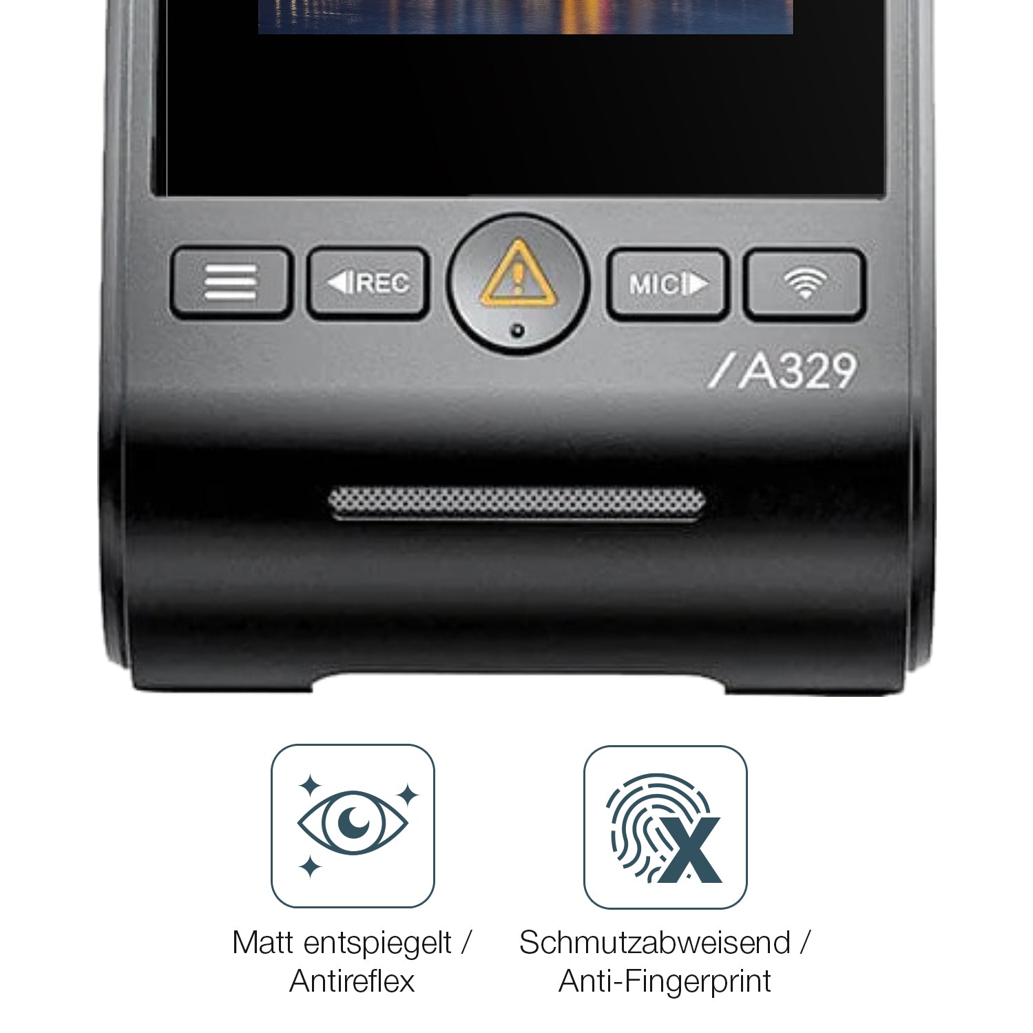 9H Hartbeschichtete, flexible Folie passend zugeschnitten für VIOFO A329 2CH Dashcam