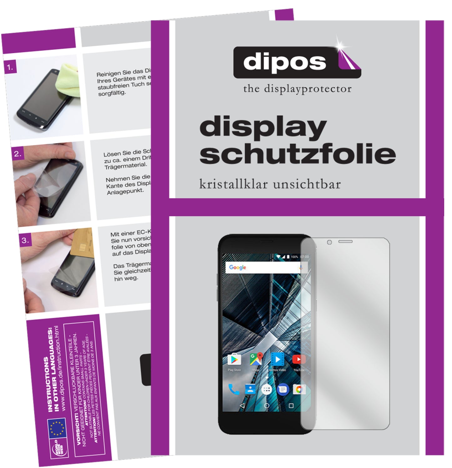 Kristallklare, dünne Schutzfolie: Kratzfest & passgenau für Archos-Sense 50 DC