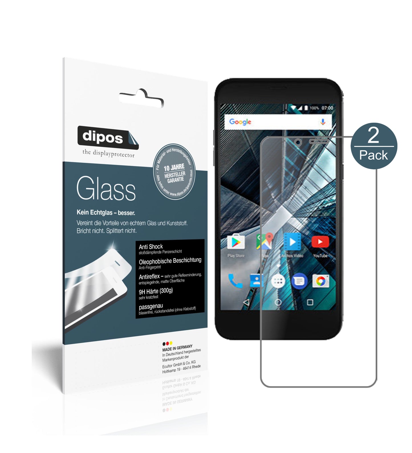 Mattes Panzerglas: Schutz vor Brüchen, Fingerabdrücken und Bildschirmblendung für Archos-Sense 50 DC