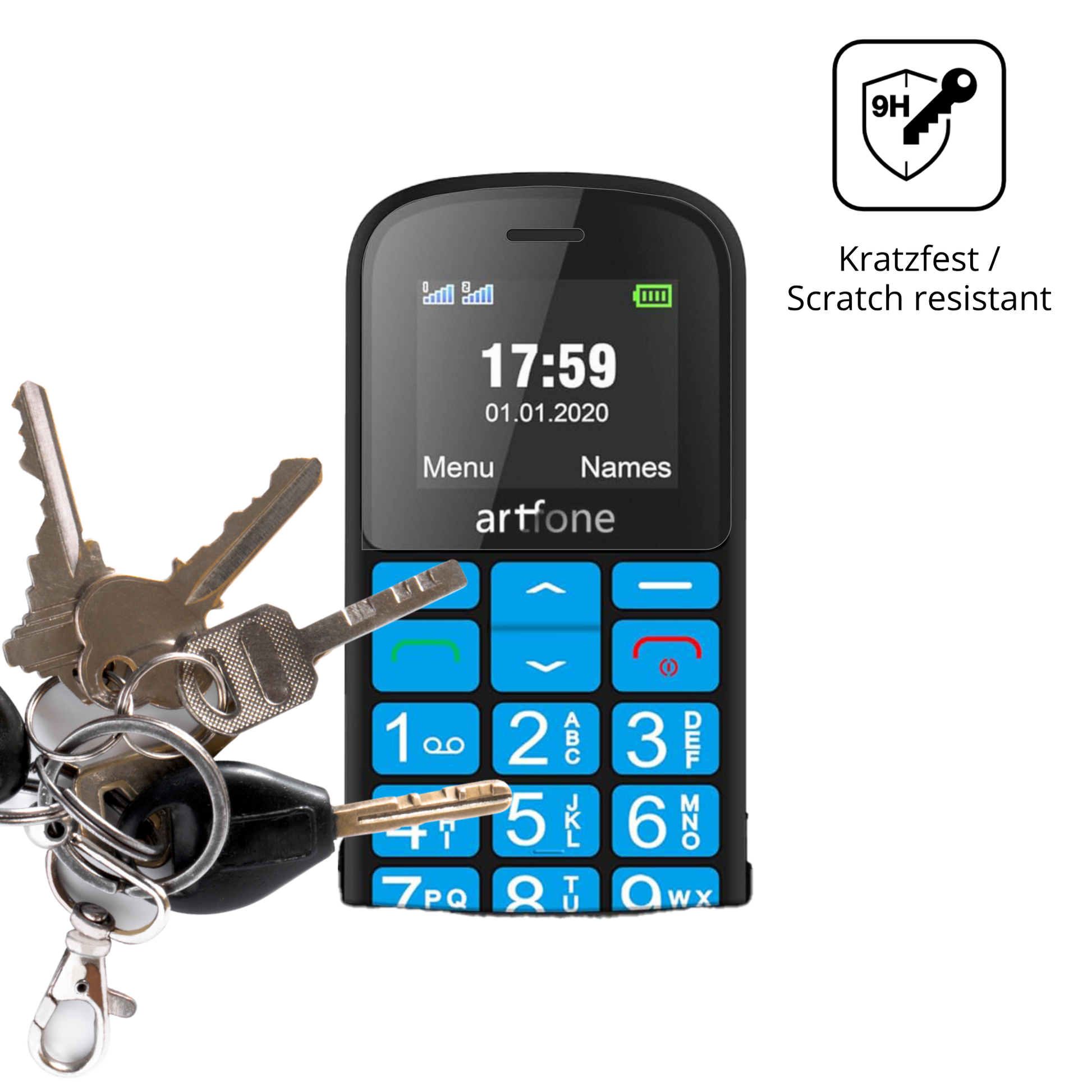 dipos Displayschutz für artfone CS188 Senioren-Handy, mattierte Oberfläche, robuste Festigkeit und perfekte Passform