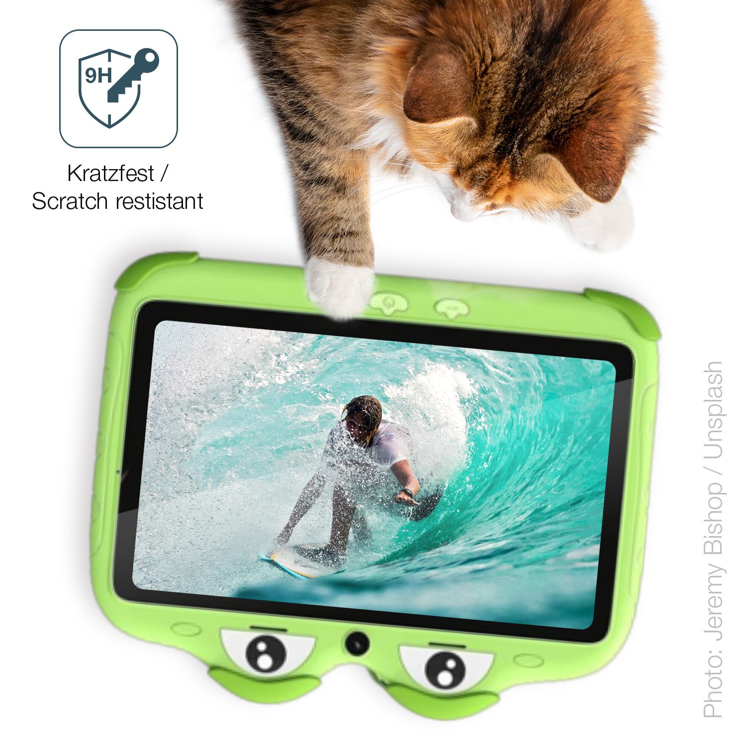 dipos Displayschutz für Ascrecem Kinder Tablet 7 Zoll, transparente Oberfläche, perfekte Passform auch für die Rundungen