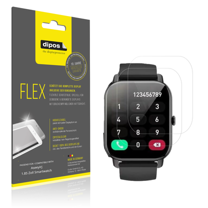Klare Displayschutzfolie von dipos passend für Aseeyirj 1.85 Zoll Smartwatch, 100% Displayabdeckung und blasenfreie Montage