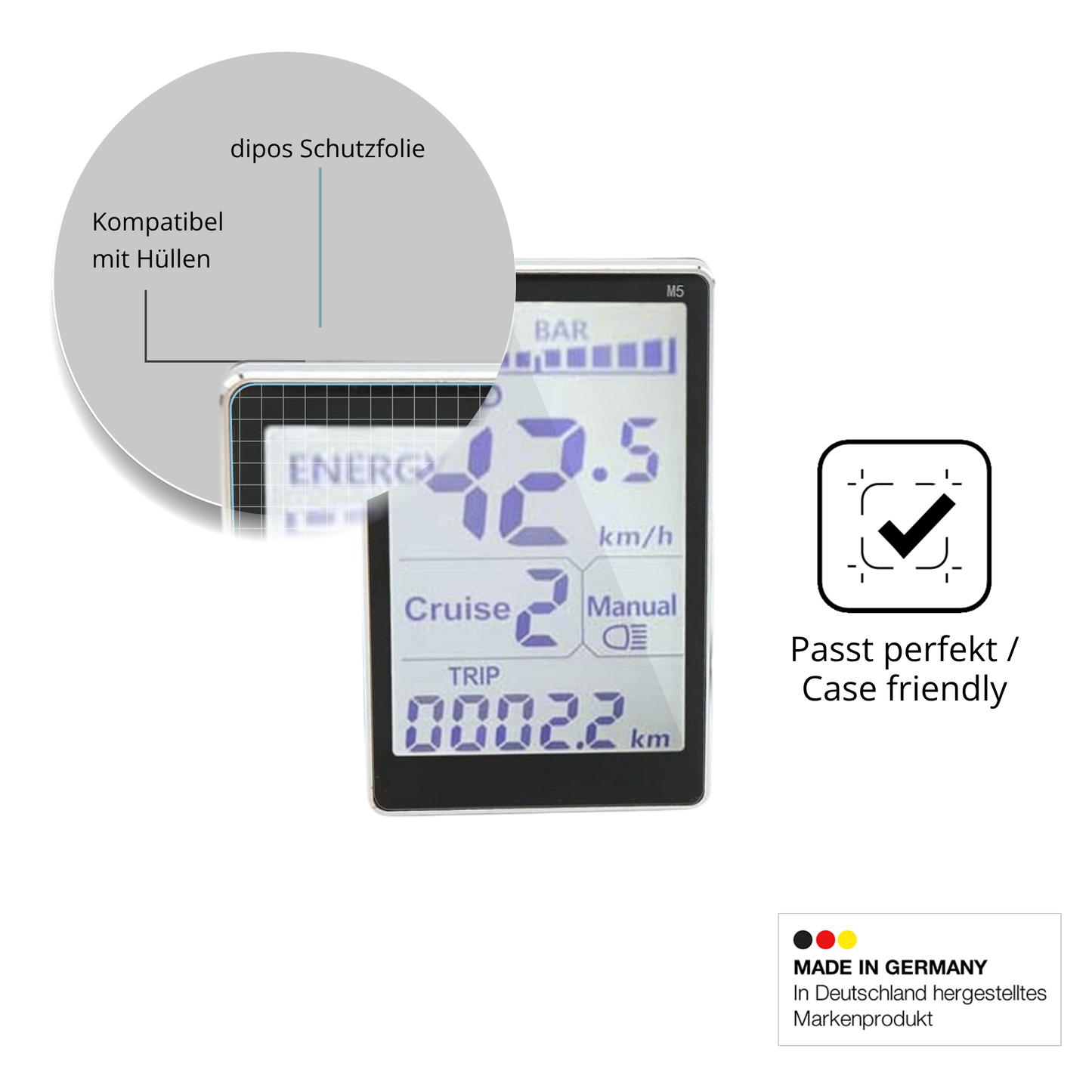 Schutzfolie mit optimaler Passform, zur Verwendung mit Hüllen geeignet