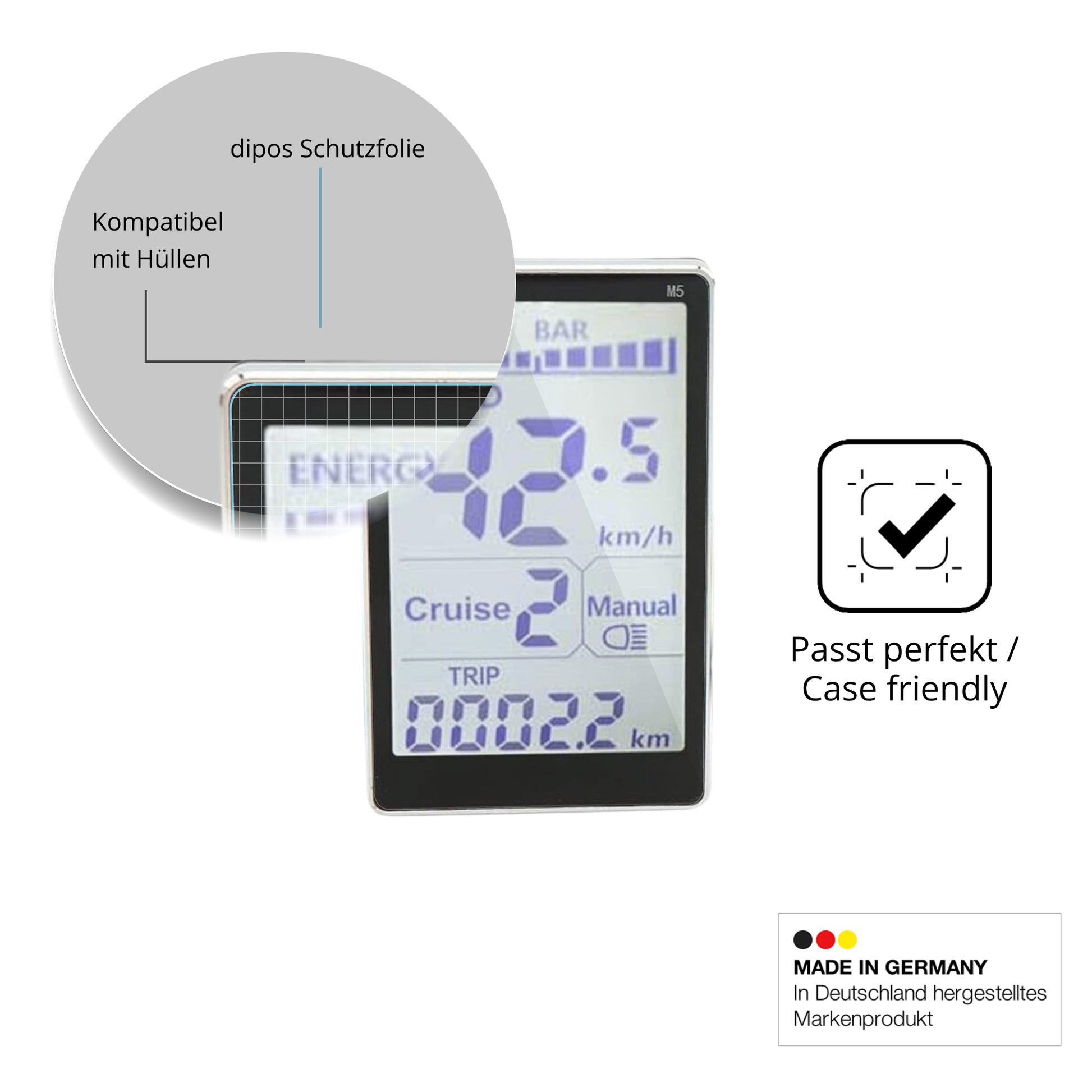 Schutzfolie mit optimaler Passform, zur Verwendung mit Hüllen geeignet