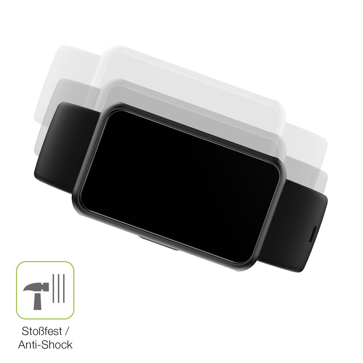 dipos Displayschutz für Asmoda Fitnesstracker 1,47 Zoll, transparente Oberfläche, perfekte Passform auch für die Rundungen
